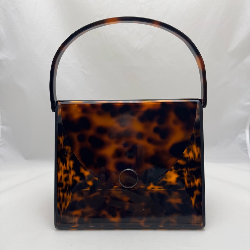 ✨ Rare Anthropologie Rae of Light Top Handle Acrylic Bag Tortoise Shell Purse - Picture 6 of 17